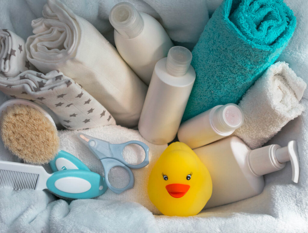 Assortment of baby essentials to have on hand when you first come home.