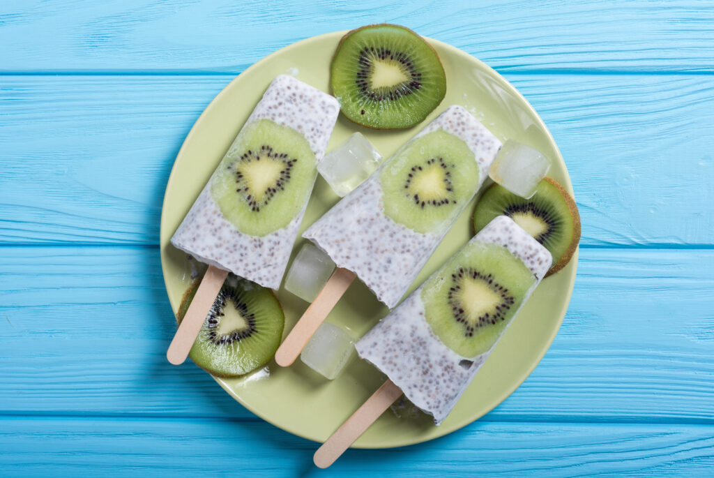 homemade popsicle made with kiwi fruit