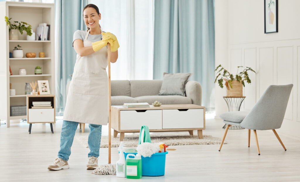 Happy Woman with clean house