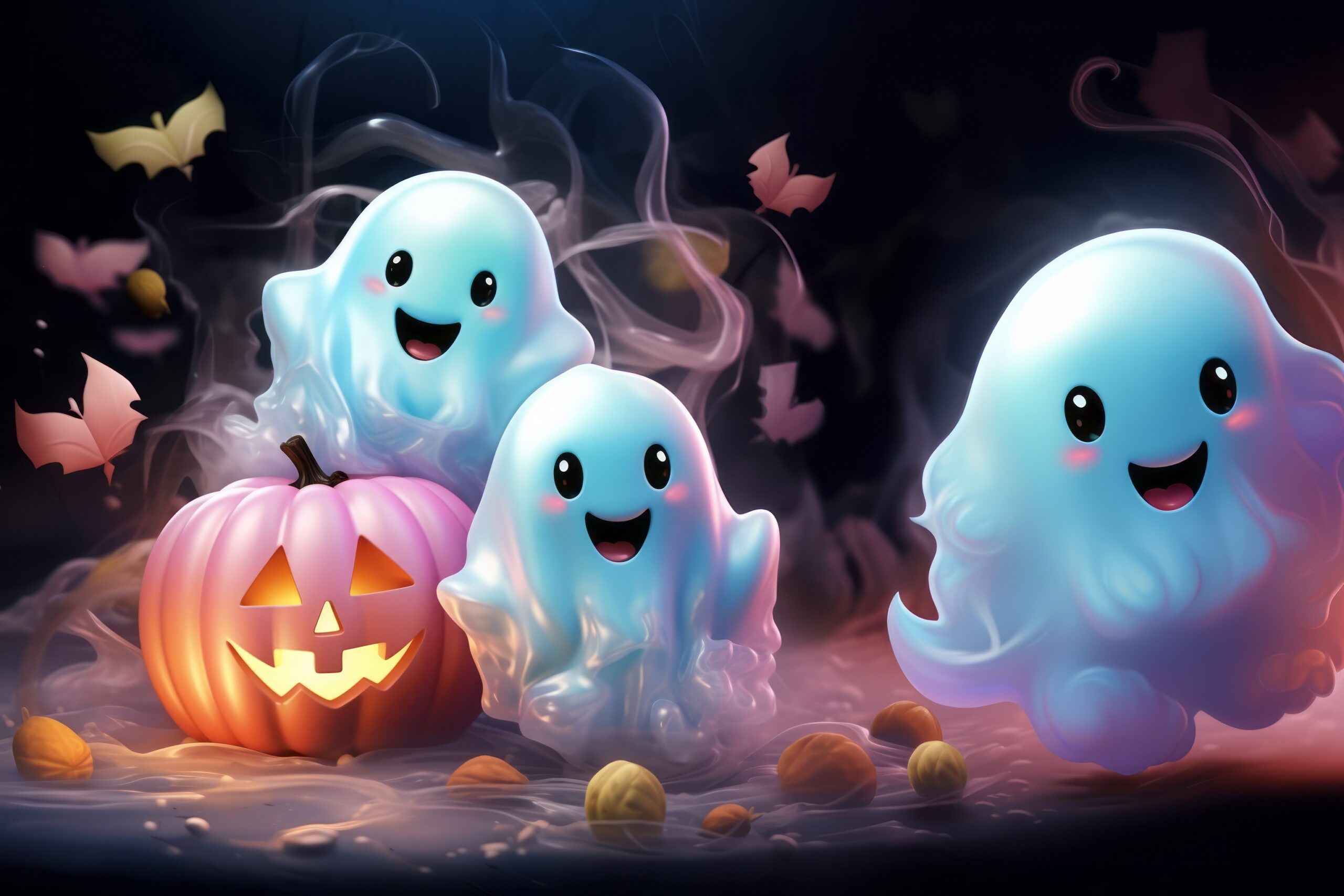 Halloween Ghosts and Jackolanterns
