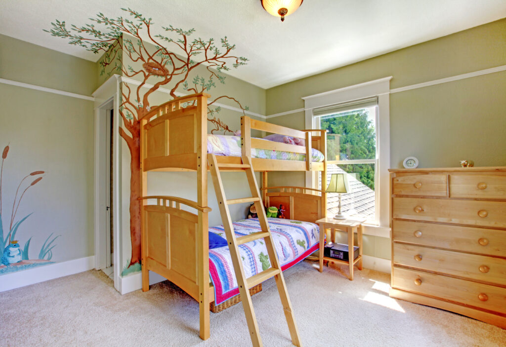 children's bedroom with bunk beds