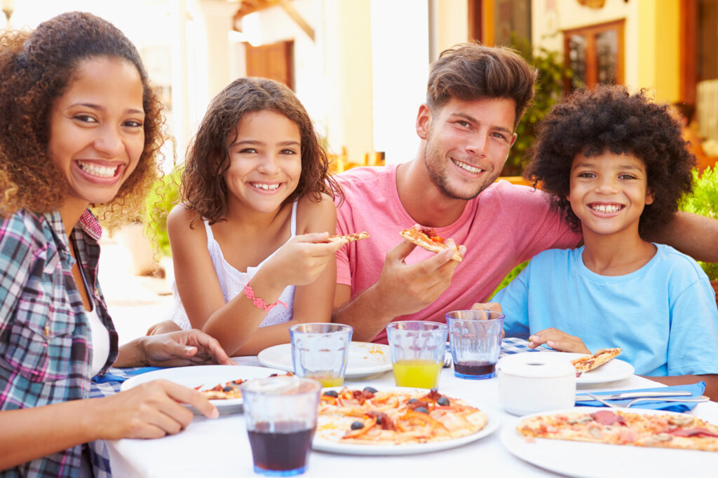 African American Family eating breakfast after morning meal hacks