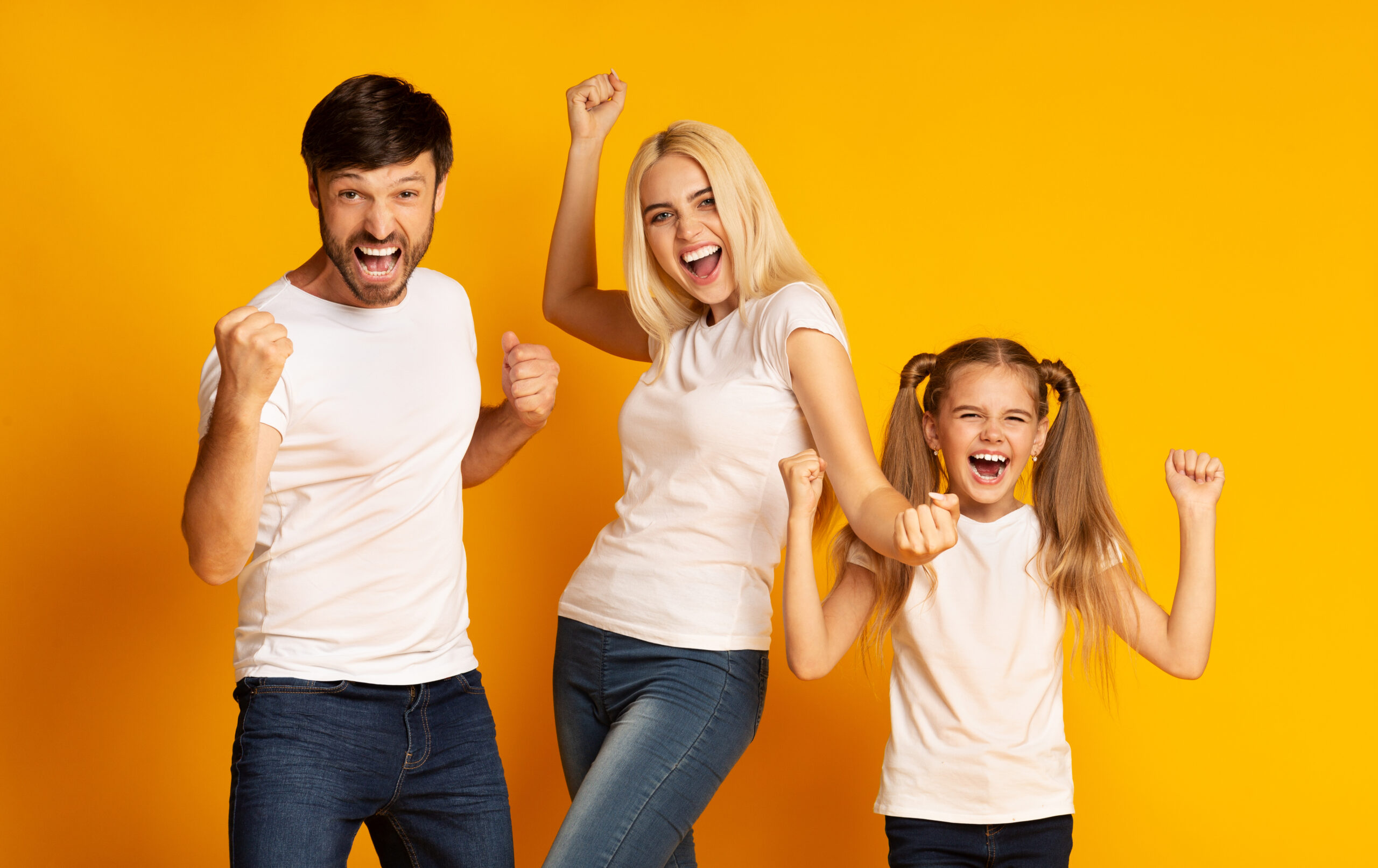 Excited family having fun